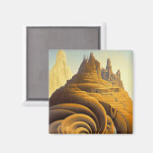 Surreal Mountain City Fantasy Art Magneet (Voorkant / Achterkant)