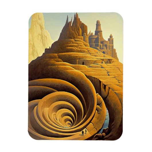 Surreal Mountain City Fantasy Art Magneet (Verticaal)