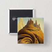 Surreal Mountain City Fantasy Art Vierkante Button 5,1 Cm (Voorkant /achterkant)