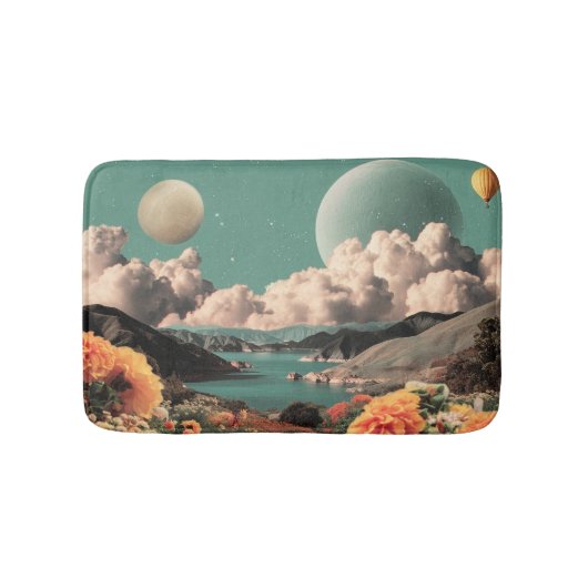 Surreal Mountain Landscape with Planets and Clouds Badmat (Voorkant)