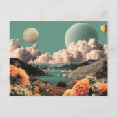 Surreal Mountain Landscape with Planets and Clouds Briefkaart (Voorkant)