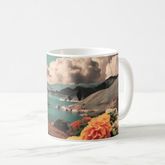 Surreal Mountain Landscape with Planets and Clouds Koffiemok (Voorkant rechts)