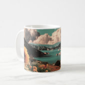 Surreal Mountain Landscape with Planets and Clouds Koffiemok (Voorkant links)