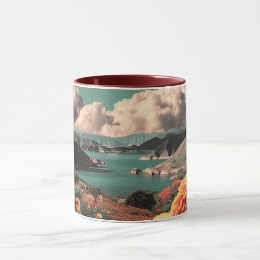 Surreal Mountain Landscape with Planets and Clouds Mok (Midden)