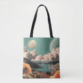 Surreal Mountain Landscape with Planets and Clouds Tote Bag (Voorkant)