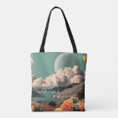 Surreal Mountain Landscape with Planets and Clouds Tote Bag (Achterkant)