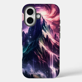 Surreal Mountain Nebula – Cosmic Nature Art Design iPhone 16 Hoesje