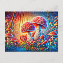 Surreal Mushroom Dream Psychedelic Colors in Fanta Briefkaart