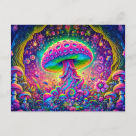 Surreal Mushroom Dream Psychedelic Colors in Fanta Briefkaart
