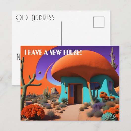 Surreal Mushroom House New Address Briefkaart (Voorkant / Achterkant)