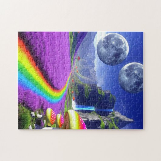 Surreal mushrooms on distant planet with 2 moons legpuzzel (Horizontaal)