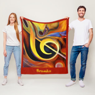 Surreal Musical Clef Notes Oil Painting Design Fleece Deken