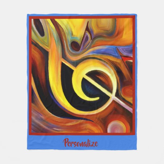 Surreal Musical Clef Notes Oil Painting Renditing Fleece Deken (Voorkant)