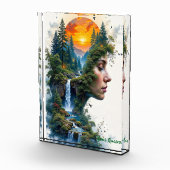 Surreal Nature Portrait Woman Sunset Waterfall Fotoblokken (Rechts)