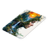 Surreal Nature Portrait Woman Sunset Waterfall Magneet (Linkerzijde)