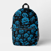 Surreal Neon Blauwe Rozen Bedrukte Rugzak (Voorkant)
