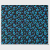 Surreal Neon Blauwe Rozen Cadeaupapier (Vlak)