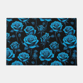 Surreal Neon Blauwe Rozen Deurmat (Voorkant)