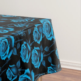 Surreal Neon Blauwe Rozen Tafelkleed
