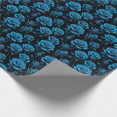 Surreal Neon Blue Roses Cadeaupapier (Hoek)