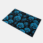 Surreal Neon Blue Roses Deurmat (Schuin)