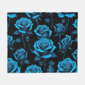 Surreal Neon Blue Roses Fleece Deken (Voorkant (Horizontaal))