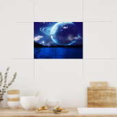 Surreal Night Time Planet Poster (Keuken)