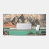 Surreal Ocean and Mountain Landscape with Waves Bureaumat (Keyboard & Muis)