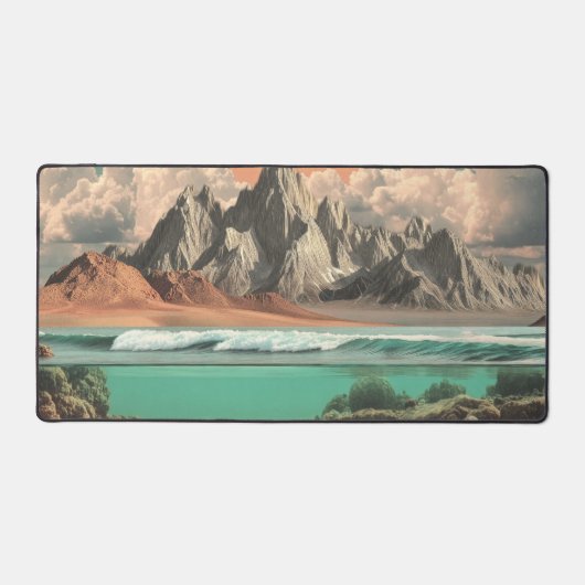 Surreal Ocean and Mountain Landscape with Waves Bureaumat (Voorkant)