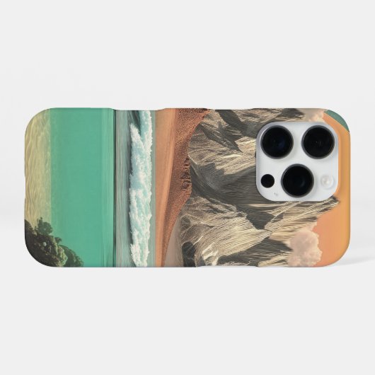 Surreal Ocean and Mountain Landscape with Waves iPhone Hoesje (Achterkant horizontaal)