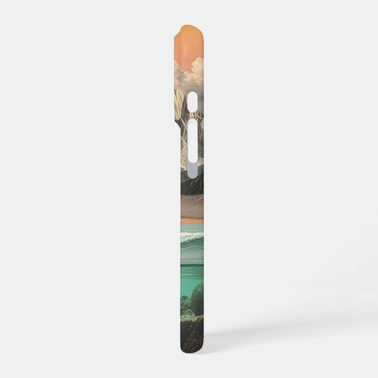 Surreal Ocean and Mountain Landscape with Waves iPhone Hoesje (Linkerkant)