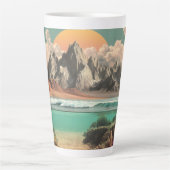 Surreal Ocean and Mountain Landscape with Waves Latte Mok (Voorkant)