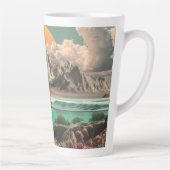 Surreal Ocean and Mountain Landscape with Waves Latte Mok (Rechts)