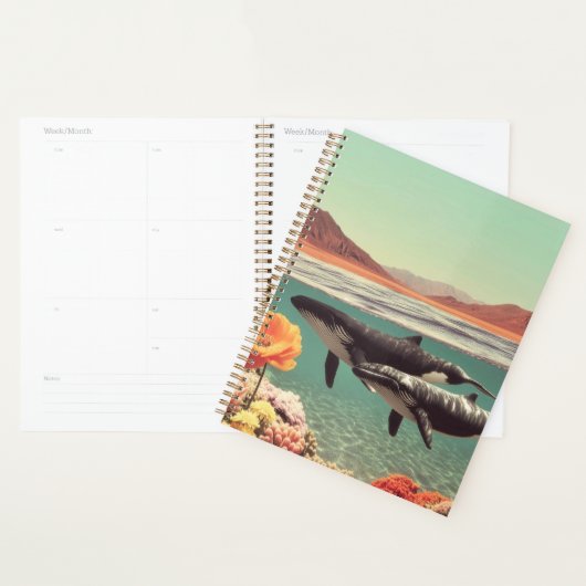 Surreal Ocean Scene With Whales And Coral Planner (Display)