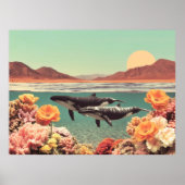 Surreal Ocean Scene With Whales And Coral Poster (Voorkant)