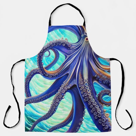 Surreal Octopus Blue Ocean Wave Impressionisme Schort (Voorkant)