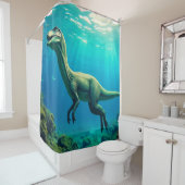 Surreal onderwater dinosaurus scène douchegordijn (In situ)