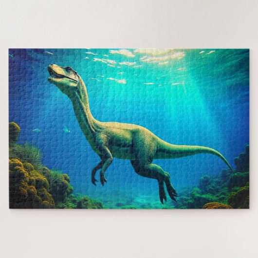 Surreal onderwater dinosaurus scène legpuzzel (Horizontaal)
