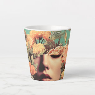 Surreal onderwaterportret met koraalbloemen latte mok