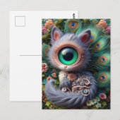 Surreal One Eyed Grey Kat Briefkaart (Voorkant / Achterkant)