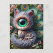 Surreal One Eyed Grey Kat Briefkaart (Voorkant)