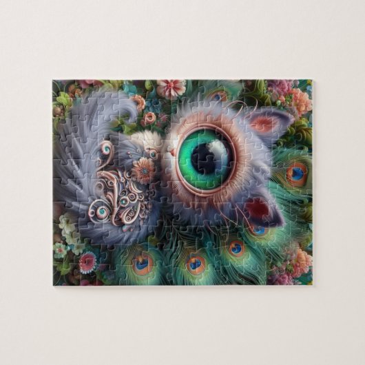 Surreal One Eyed Grey Kat Legpuzzel (Horizontaal)