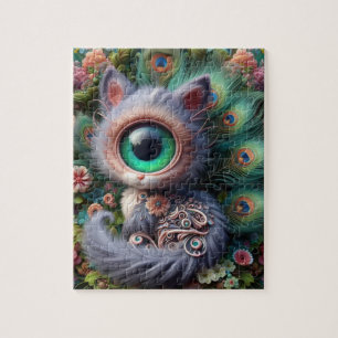 Surreal One Eyed Grey Kat Legpuzzel