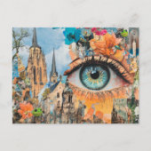 Surreal oog dat naar de stad kijkt briefkaart (Voorkant)