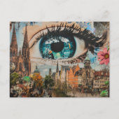 Surreal oog dat naar de stad kijkt briefkaart (Voorkant)