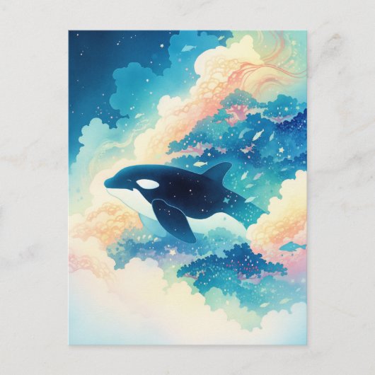 Surreal Orca Whale Cloud Forest Briefkaart (Voorkant)