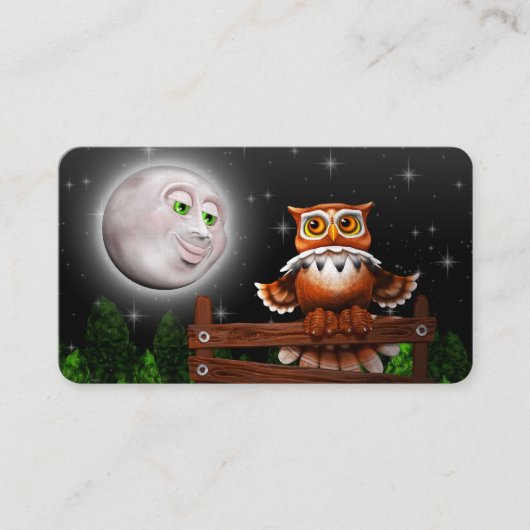 Surreal Owl en Moon Business_cards Visitekaartje (Voorkant)