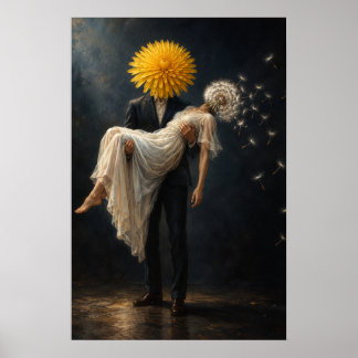 Surreal Paardenbloem Koppel Kunst Poster