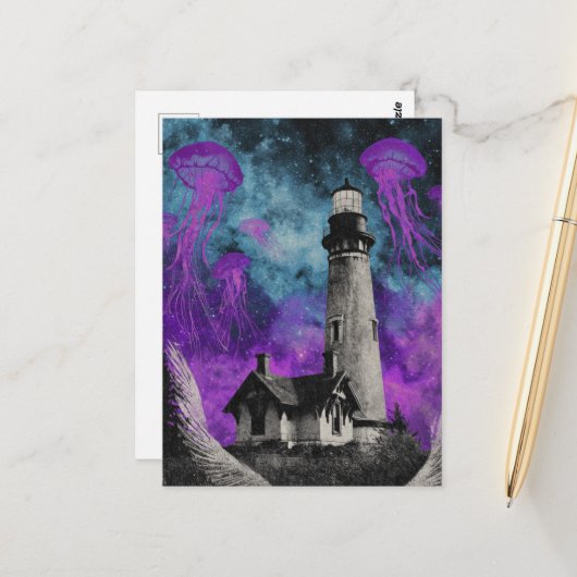 SURREAL PAARS KWAL EN DE VUURTOREN BRIEFKAART (Voorkant / Achterkant in situ)