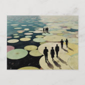 Surreal People Walking on Lily Pads Feestdagenkaart (Voorkant)